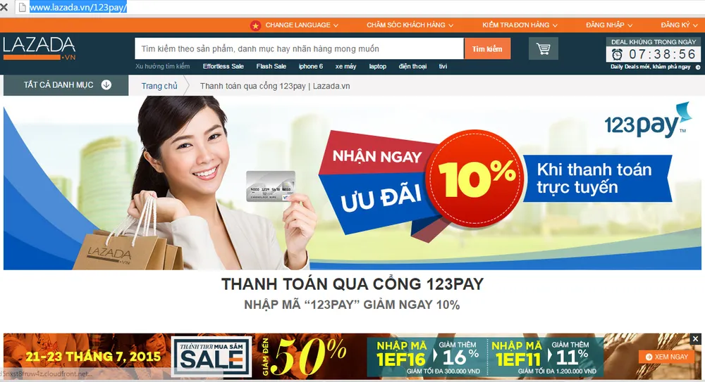 123Pay bắt tay Lazada mở ra cổng thanh toán trực tuyến